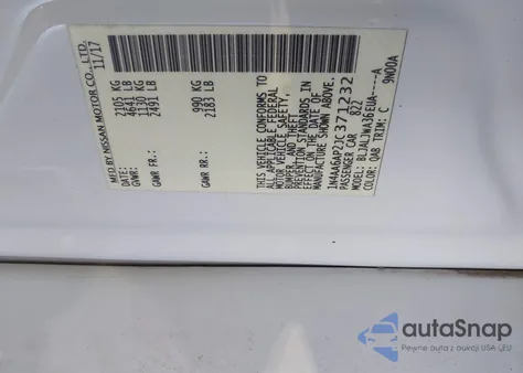 2018 Nissan Maxima 3.5 Sv z USA, uszkodzony, nr VIN 1N4AA6AP2JC371232